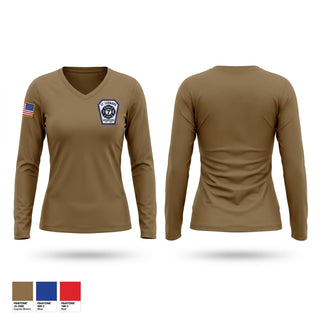 Womens Long Sleeve Vneck Shirt, St. Leonard Volunteer Fire & Rescue Co. 7, Fire Department, Teamtime, Team time, sublimation, custom sports apparel, team uniforms, spirit wear, spiritwear, sports uniforms, custom shirts, team store, custom team store, fundraiser sports, apparel fundraiser