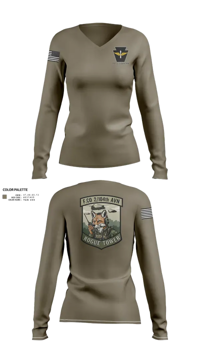 Fox company 2/104th avn 96762502 Women's Long Sleeve V-neck Shirt - 22