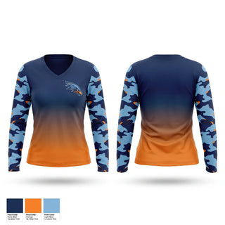 Womens Long Sleeve Vneck Shirt, Herbert Akins Road Middle School, Track & Field, Teamtime, Team time, sublimation, custom sports apparel, team uniforms, spirit wear, spiritwear, sports uniforms, custom shirts, team store, custom team store, fundraiser sports, apparel fundraiser
