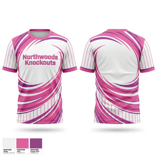 Soft Poly Tee Cotton Like Feel, Northwoods Knockouts, Softball, Teamtime, Team time, sublimation, custom sports apparel, team uniforms, spirit wear, spiritwear, sports uniforms, custom shirts, team store, custom team store, fundraiser sports, apparel fundraiser