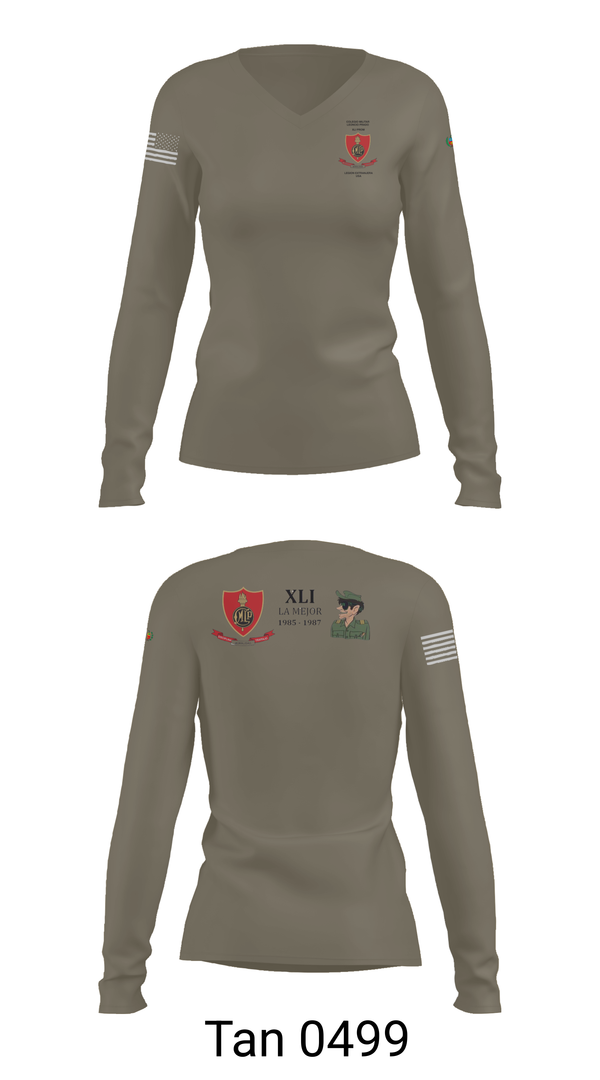 Womens Long Sleeve Vneck Shirt, CMLP41, Army, Teamtime, Team time, sublimation, custom sports apparel, team uniforms, spirit wear, spiritwear, sports uniforms, custom shirts, team store, custom team store, fundraiser sports, apparel fundraiser