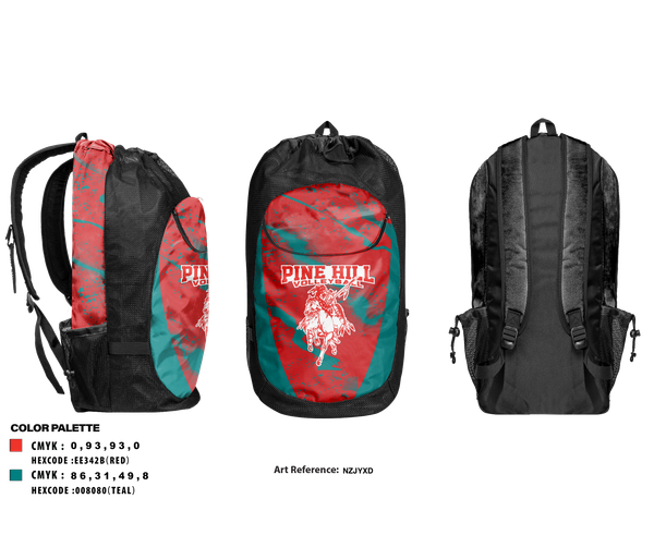 Gear Bag, Pine Hill High School Volleyball, Women's Volleyball, Teamtime, Team time, sublimation, custom sports apparel, team uniforms, spirit wear, spiritwear, sports uniforms, custom shirts, team store, custom team store, fundraiser sports, apparel fundraiser