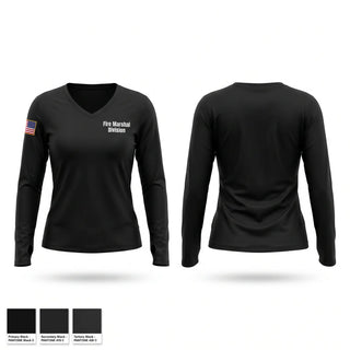 Womens Long Sleeve Vneck Shirt, Fire Marshal Division, Fire Department, Teamtime, Team time, sublimation, custom sports apparel, team uniforms, spirit wear, spiritwear, sports uniforms, custom shirts, team store, custom team store, fundraiser sports, apparel fundraiser