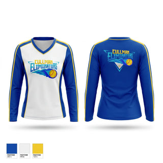 Womens Long Sleeve Vneck Shirt, Cullman Eliminators, Softball, Teamtime, Team time, sublimation, custom sports apparel, team uniforms, spirit wear, spiritwear, sports uniforms, custom shirts, team store, custom team store, fundraiser sports, apparel fundraiser