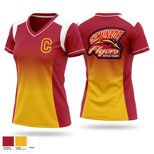 Womens Short Sleeve Vneck Shirt, Chaminade Flyers, Spirit Store, Teamtime, Team time, sublimation, custom sports apparel, team uniforms, spirit wear, spiritwear, sports uniforms, custom shirts, team store, custom team store, fundraiser sports, apparel fundraiser