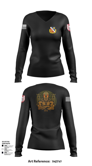 Womens Long Sleeve Vneck Shirt, 317th ECC, Army, Teamtime, Team time, sublimation, custom sports apparel, team uniforms, spirit wear, spiritwear, sports uniforms, custom shirts, team store, custom team store, fundraiser sports, apparel fundraiser