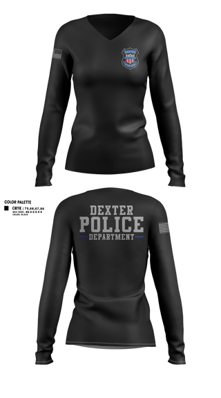 Womens Long Sleeve Vneck Shirt, Dexter Police Department, Police, Teamtime, Team time, sublimation, custom sports apparel, team uniforms, spirit wear, spiritwear, sports uniforms, custom shirts, team store, custom team store, fundraiser sports, apparel fundraiser