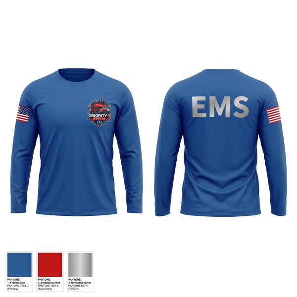 Long Sleeve Performance Shirt, Priority 1 Rescue, EMS/EMT, Teamtime, Team time, sublimation, custom sports apparel, team uniforms, spirit wear, spiritwear, sports uniforms, custom shirts, team store, custom team store, fundraiser sports, apparel fundraiser