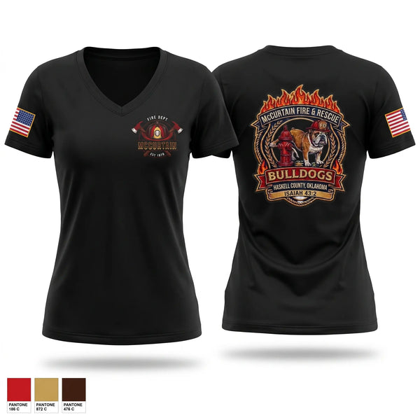 Womens Short Sleeve Vneck Shirt, McCurtain VFD, Fire Department, Teamtime, Team time, sublimation, custom sports apparel, team uniforms, spirit wear, spiritwear, sports uniforms, custom shirts, team store, custom team store, fundraiser sports, apparel fundraiser