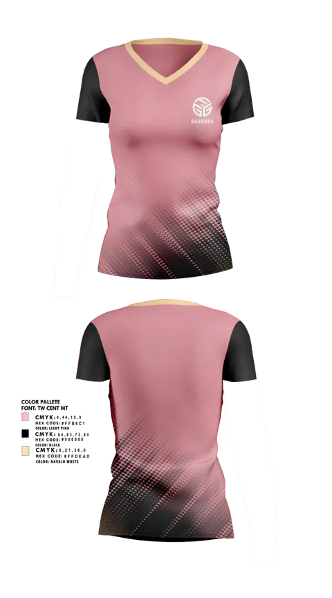 Womens Short Sleeve Vneck Shirt, Rangers, Women's Soccer, Teamtime, Team time, sublimation, custom sports apparel, team uniforms, spirit wear, spiritwear, sports uniforms, custom shirts, team store, custom team store, fundraiser sports, apparel fundraiser