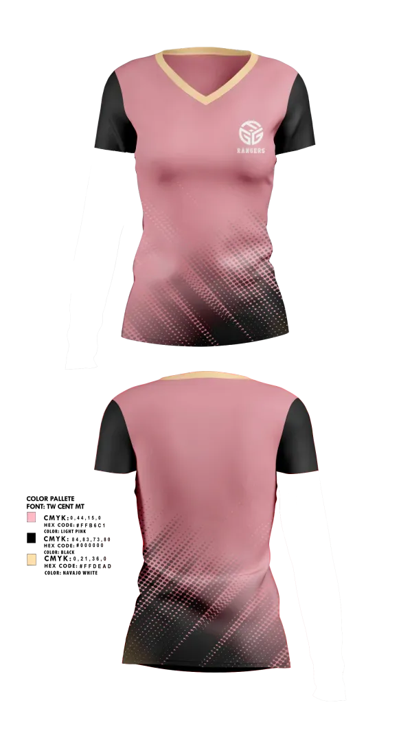 Womens Short Sleeve Vneck Shirt, Rangers, Women's Soccer, Teamtime, Team time, sublimation, custom sports apparel, team uniforms, spirit wear, spiritwear, sports uniforms, custom shirts, team store, custom team store, fundraiser sports, apparel fundraiser
