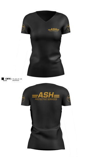 Womens Short Sleeve Vneck Shirt, ASH Protective Services, , Teamtime, Team time, sublimation, custom sports apparel, team uniforms, spirit wear, spiritwear, sports uniforms, custom shirts, team store, custom team store, fundraiser sports, apparel fundraiser