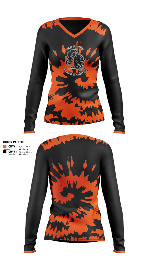 Womens Long Sleeve Vneck Shirt, Van Buren Youth Soccer Association, Spirit Store, Teamtime, Team time, sublimation, custom sports apparel, team uniforms, spirit wear, spiritwear, sports uniforms, custom shirts, team store, custom team store, fundraiser sports, apparel fundraiser