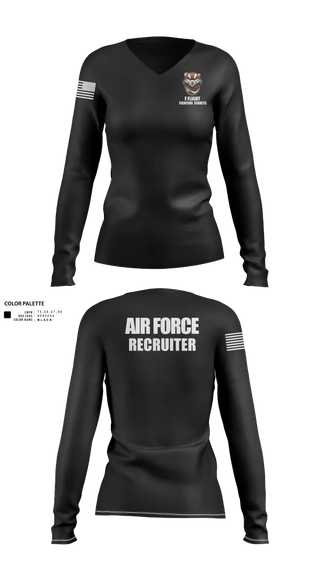 Womens Long Sleeve Vneck Shirt, 336 RCS F Flight, , Teamtime, Team time, sublimation, custom sports apparel, team uniforms, spirit wear, spiritwear, sports uniforms, custom shirts, team store, custom team store, fundraiser sports, apparel fundraiser