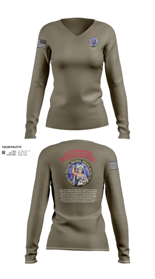 Womens Long Sleeve Vneck Shirt, Karl & Hedwig Ackermann Memorial Institute for Joint Military Intelligence and Law Enforcement Education & Training at MARDET Fort Leonard Wood, , Teamtime, Team time, sublimation, custom sports apparel, team uniforms, spirit wear, spiritwear, sports uniforms, custom shirts, team store, custom team store, fundraiser sports, apparel fundraiser