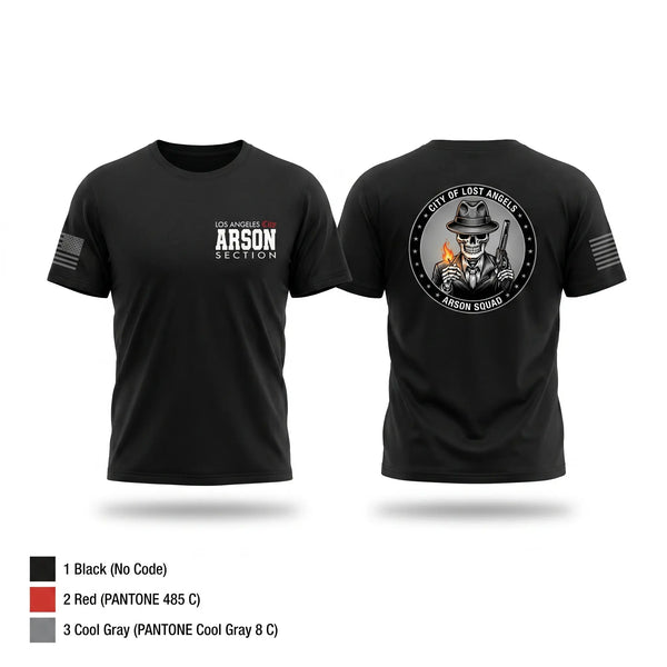 Old School Cotton Feel Shirt, Arson Squad, Fire Department, Teamtime, Team time, sublimation, custom sports apparel, team uniforms, spirit wear, spiritwear, sports uniforms, custom shirts, team store, custom team store, fundraiser sports, apparel fundraiser