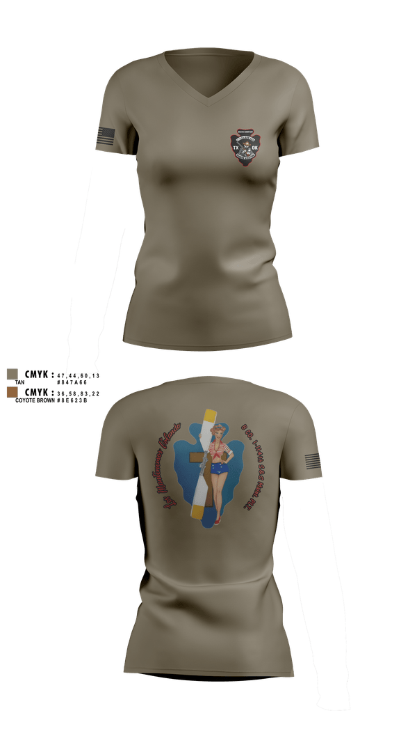 Womens Short Sleeve Vneck Shirt, B Co. 1/114th polo, Army, Teamtime, Team time, sublimation, custom sports apparel, team uniforms, spirit wear, spiritwear, sports uniforms, custom shirts, team store, custom team store, fundraiser sports, apparel fundraiser
