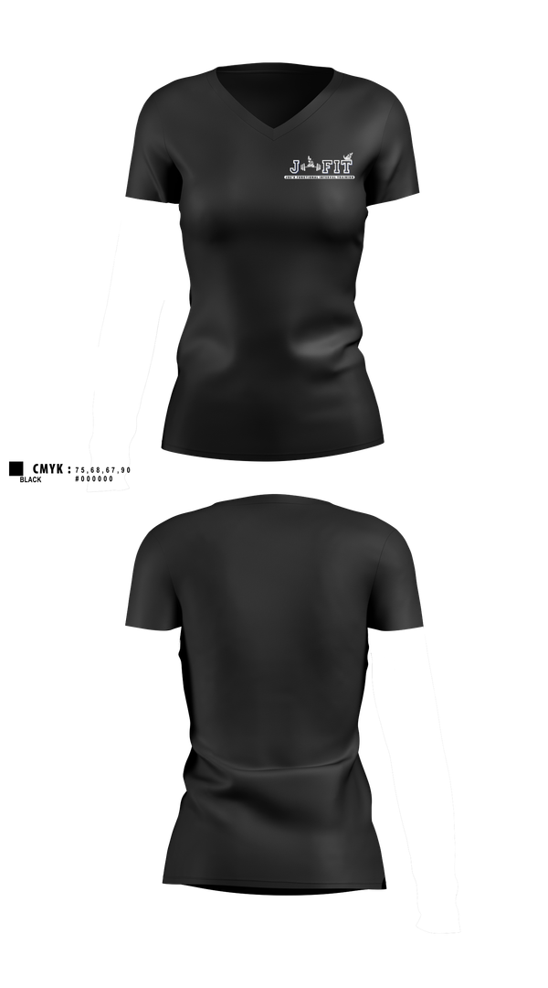 J-FIT 12849020 Women's Short Sleeve V-neck Shirt - 100