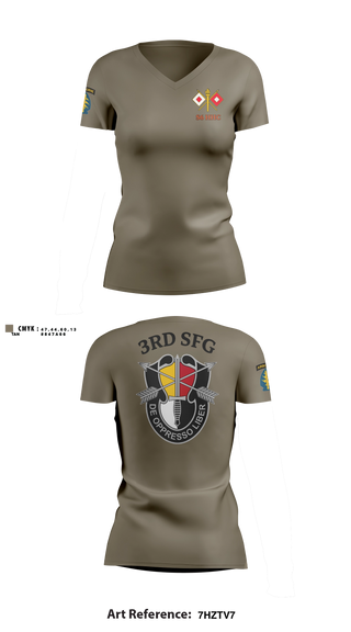 Womens Short Sleeve Vneck Shirt, S6 HHC 3SFG(A), Army, Teamtime, Team time, sublimation, custom sports apparel, team uniforms, spirit wear, spiritwear, sports uniforms, custom shirts, team store, custom team store, fundraiser sports, apparel fundraiser