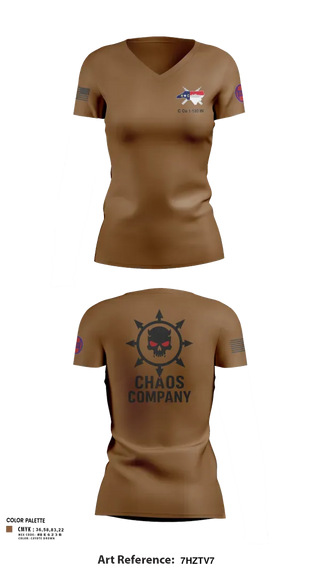 Womens Short Sleeve Vneck Shirt, C. Co. 1-120 3rd PLT, Army, Teamtime, Team time, sublimation, custom sports apparel, team uniforms, spirit wear, spiritwear, sports uniforms, custom shirts, team store, custom team store, fundraiser sports, apparel fundraiser