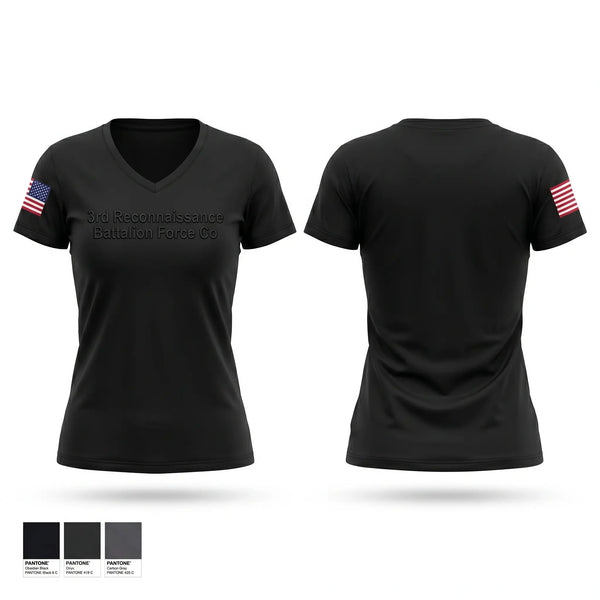 Womens Short Sleeve Vneck Shirt, 3rd Reconnaissance Battalion, Force Co, Marines, Teamtime, Team time, sublimation, custom sports apparel, team uniforms, spirit wear, spiritwear, sports uniforms, custom shirts, team store, custom team store, fundraiser sports, apparel fundraiser