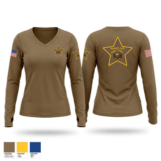 Womens Long Sleeve Vneck Shirt, Noble county sheriffs dept, Police, Teamtime, Team time, sublimation, custom sports apparel, team uniforms, spirit wear, spiritwear, sports uniforms, custom shirts, team store, custom team store, fundraiser sports, apparel fundraiser