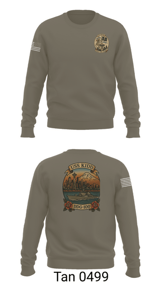 Crew Neck Sweatshirt, USS Kidd, Navy, Teamtime, Team time, sublimation, custom sports apparel, team uniforms, spirit wear, spiritwear, sports uniforms, custom shirts, team store, custom team store, fundraiser sports, apparel fundraiser