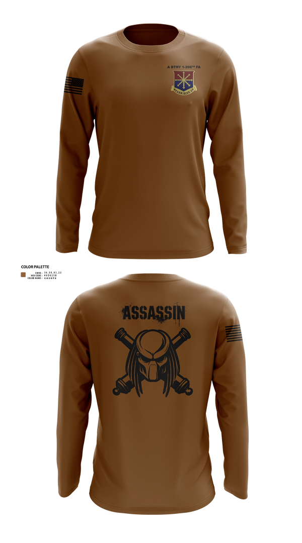 Long Sleeve Performance Shirt, A Btry 1-206th FA, National Guard, Teamtime, Team time, sublimation, custom sports apparel, team uniforms, spirit wear, spiritwear, sports uniforms, custom shirts, team store, custom team store, fundraiser sports, apparel fundraiser