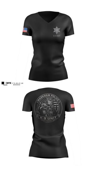 Womens Short Sleeve Vneck Shirt, Markham Police K9 Unit, Police, Teamtime, Team time, sublimation, custom sports apparel, team uniforms, spirit wear, spiritwear, sports uniforms, custom shirts, team store, custom team store, fundraiser sports, apparel fundraiser