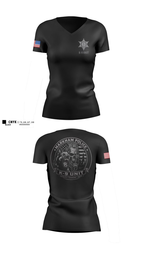 Womens Short Sleeve Vneck Shirt, Markham Police K9 Unit, Police, Teamtime, Team time, sublimation, custom sports apparel, team uniforms, spirit wear, spiritwear, sports uniforms, custom shirts, team store, custom team store, fundraiser sports, apparel fundraiser