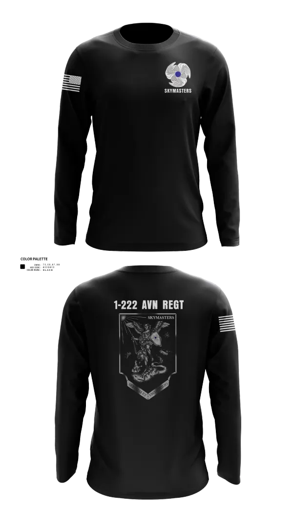 Long Sleeve Performance Shirt, 1-222 Aviaition Regiment, Army, Teamtime, Team time, sublimation, custom sports apparel, team uniforms, spirit wear, spiritwear, sports uniforms, custom shirts, team store, custom team store, fundraiser sports, apparel fundraiser