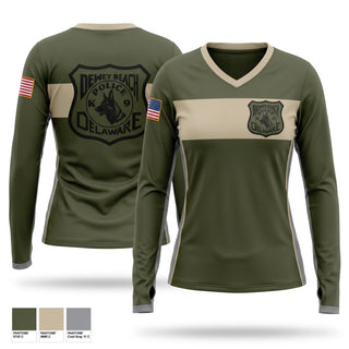 Womens Long Sleeve Vneck Shirt, Dewey Beach Police K9, Police, Teamtime, Team time, sublimation, custom sports apparel, team uniforms, spirit wear, spiritwear, sports uniforms, custom shirts, team store, custom team store, fundraiser sports, apparel fundraiser