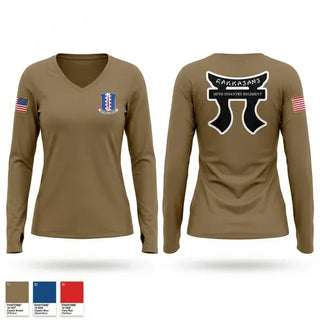 Womens Long Sleeve Vneck Shirt, 3/187, Army, Teamtime, Team time, sublimation, custom sports apparel, team uniforms, spirit wear, spiritwear, sports uniforms, custom shirts, team store, custom team store, fundraiser sports, apparel fundraiser