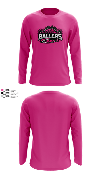 Long Sleeve Performance Shirt, Pittsburgh Ballers, Women's Basketball, Teamtime, Team time, sublimation, custom sports apparel, team uniforms, spirit wear, spiritwear, sports uniforms, custom shirts, team store, custom team store, fundraiser sports, apparel fundraiser