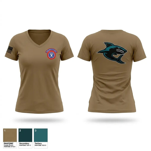 Womens Short Sleeve Vneck Shirt, San Diego North Recruiting Company, Army, Teamtime, Team time, sublimation, custom sports apparel, team uniforms, spirit wear, spiritwear, sports uniforms, custom shirts, team store, custom team store, fundraiser sports, apparel fundraiser
