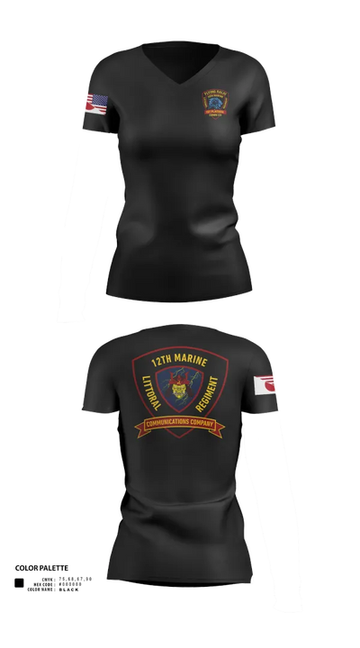 12th MLR Headquarters Element 19917243 Women's Short Sleeve V-neck Shirt - 120