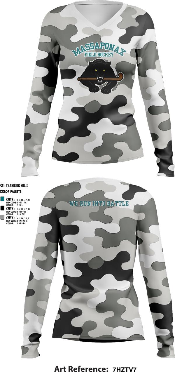 Womens Long Sleeve Vneck Shirt, Massaponax Field Hockey, Field Hockey, Teamtime, Team time, sublimation, custom sports apparel, team uniforms, spirit wear, spiritwear, sports uniforms, custom shirts, team store, custom team store, fundraiser sports, apparel fundraiser