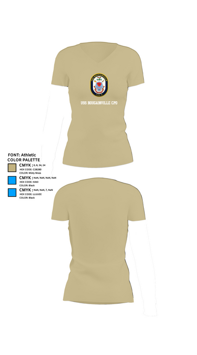 USS Bougainville CPO 89131174 Women's Short Sleeve V-neck Shirt - 80