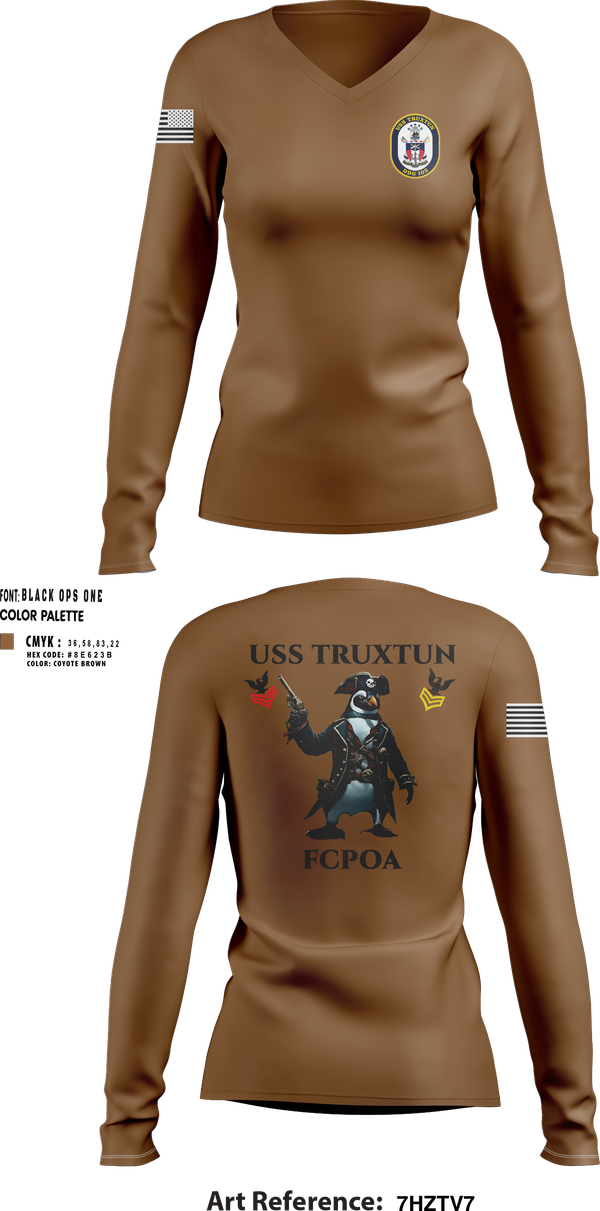 Womens Long Sleeve Vneck Shirt, USS TRUXTUN DDG 103, Navy, Teamtime, Team time, sublimation, custom sports apparel, team uniforms, spirit wear, spiritwear, sports uniforms, custom shirts, team store, custom team store, fundraiser sports, apparel fundraiser