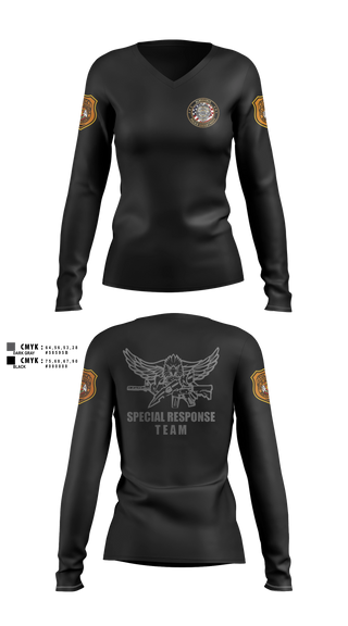 Womens Long Sleeve Vneck Shirt, Special Response Team, Police, Teamtime, Team time, sublimation, custom sports apparel, team uniforms, spirit wear, spiritwear, sports uniforms, custom shirts, team store, custom team store, fundraiser sports, apparel fundraiser