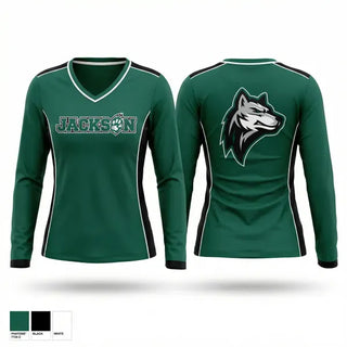 Womens Long Sleeve Vneck Shirt, Jackson Dance, Cheer, Teamtime, Team time, sublimation, custom sports apparel, team uniforms, spirit wear, spiritwear, sports uniforms, custom shirts, team store, custom team store, fundraiser sports, apparel fundraiser