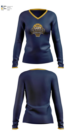 Womens Long Sleeve Vneck Shirt, Land O Lakes Lady Gators, Women's Basketball, Teamtime, Team time, sublimation, custom sports apparel, team uniforms, spirit wear, spiritwear, sports uniforms, custom shirts, team store, custom team store, fundraiser sports, apparel fundraiser