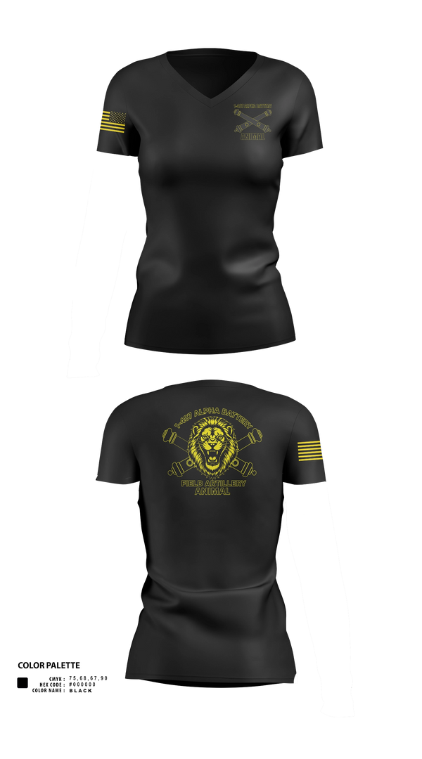 Womens Short Sleeve Vneck Shirt, 1-487 Alpha Battery Field Artillery, National Guard, Teamtime, Team time, sublimation, custom sports apparel, team uniforms, spirit wear, spiritwear, sports uniforms, custom shirts, team store, custom team store, fundraiser sports, apparel fundraiser