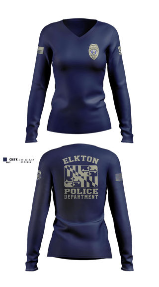 Womens Long Sleeve Vneck Shirt, Elkton Police Department, Police, Teamtime, Team time, sublimation, custom sports apparel, team uniforms, spirit wear, spiritwear, sports uniforms, custom shirts, team store, custom team store, fundraiser sports, apparel fundraiser