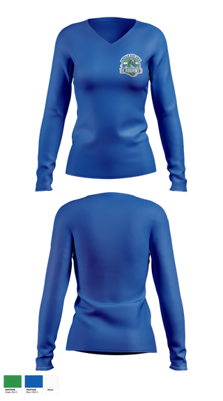 Womens Long Sleeve Vneck Shirt, Emerald High Swim Aeroaunts, Swimming, Teamtime, Team time, sublimation, custom sports apparel, team uniforms, spirit wear, spiritwear, sports uniforms, custom shirts, team store, custom team store, fundraiser sports, apparel fundraiser