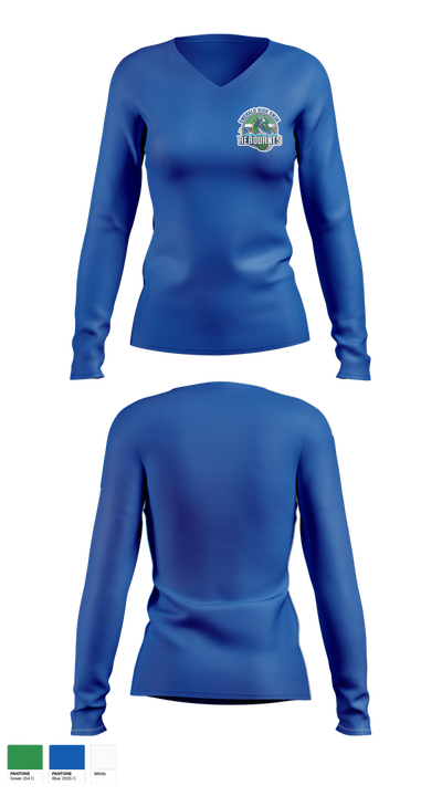 Emerald High Swim Aeroaunts 14114114 Women's Long Sleeve V-neck Shirt - 4