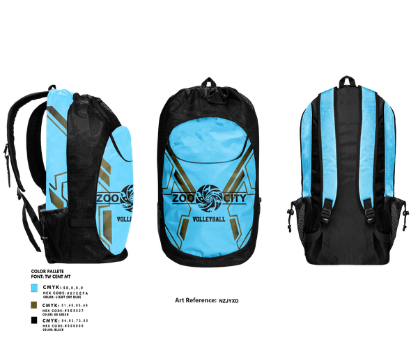Gear Bag, Zoo City, Women's Volleyball, Teamtime, Team time, sublimation, custom sports apparel, team uniforms, spirit wear, spiritwear, sports uniforms, custom shirts, team store, custom team store, fundraiser sports, apparel fundraiser