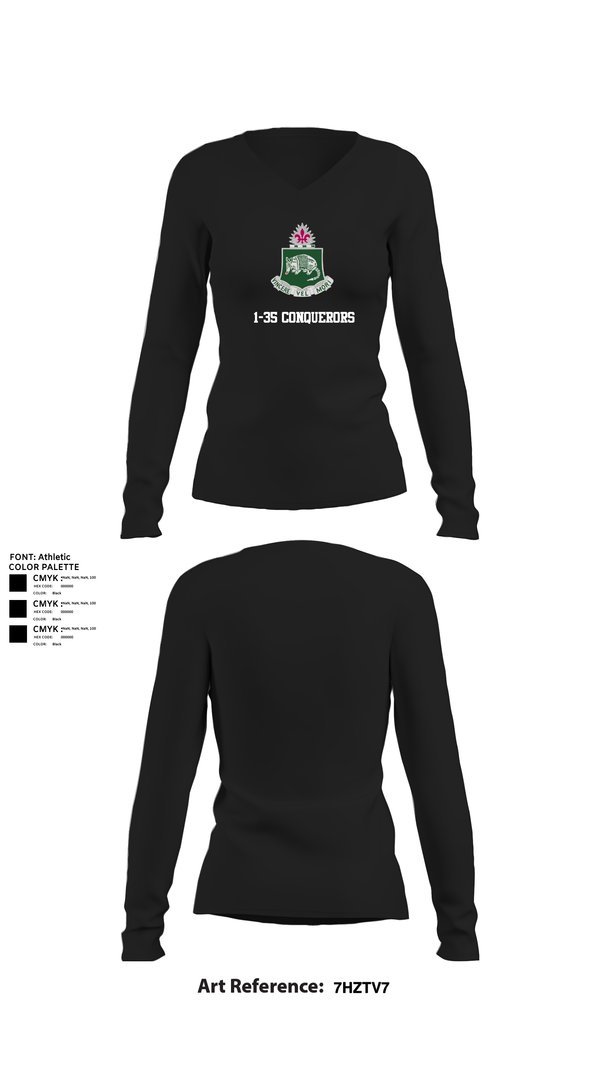 Womens Long Sleeve Vneck Shirt, 1-35 conquerors, , Teamtime, Team time, sublimation, custom sports apparel, team uniforms, spirit wear, spiritwear, sports uniforms, custom shirts, team store, custom team store, fundraiser sports, apparel fundraiser