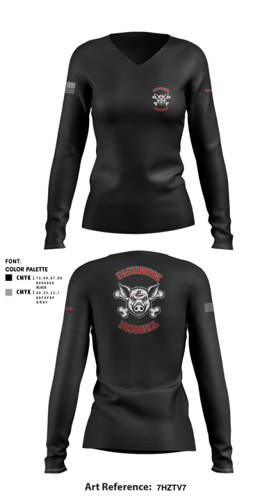 Eastbrook Football 93243823 Women's Long Sleeve V-neck Shirt - 5