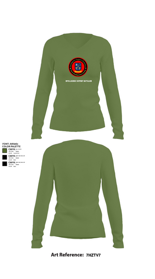 Womens Long Sleeve Vneck Shirt, Intelligence Support Battalion, , Teamtime, Team time, sublimation, custom sports apparel, team uniforms, spirit wear, spiritwear, sports uniforms, custom shirts, team store, custom team store, fundraiser sports, apparel fundraiser